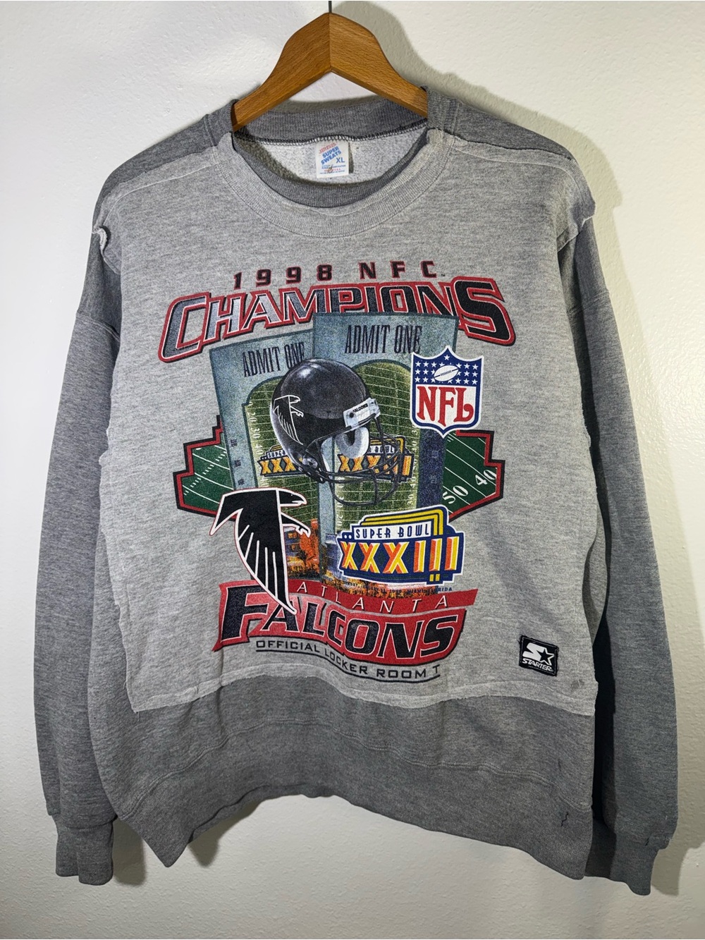 Vintage Gray Atlanta Falcons 1998 NFC Champions Crewneck Sweatshirt